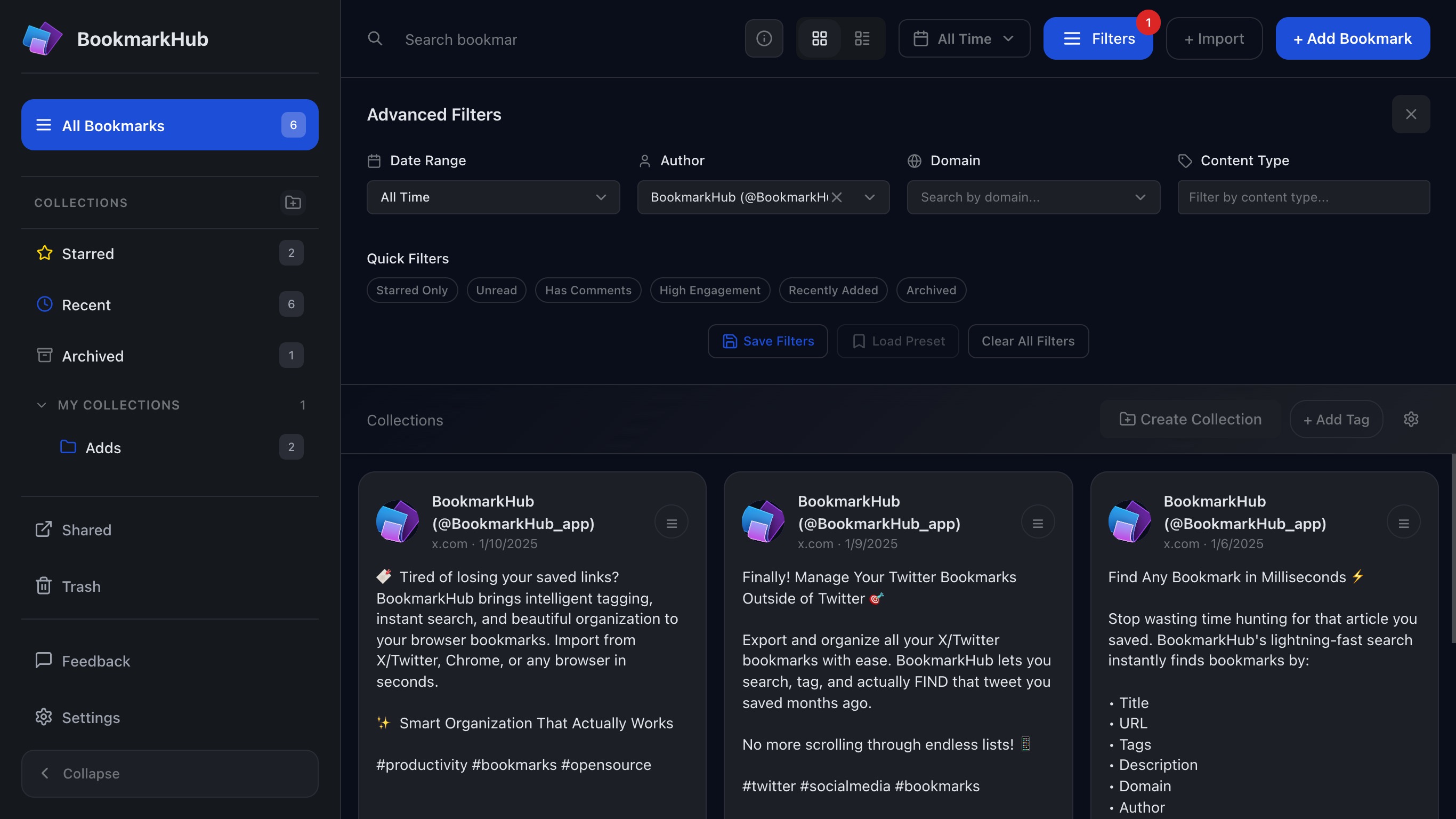 BookmarkHub - Privacy-First Bookmark Manager for X/Twitter